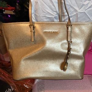 Michael Kors gold leather tote NWOT